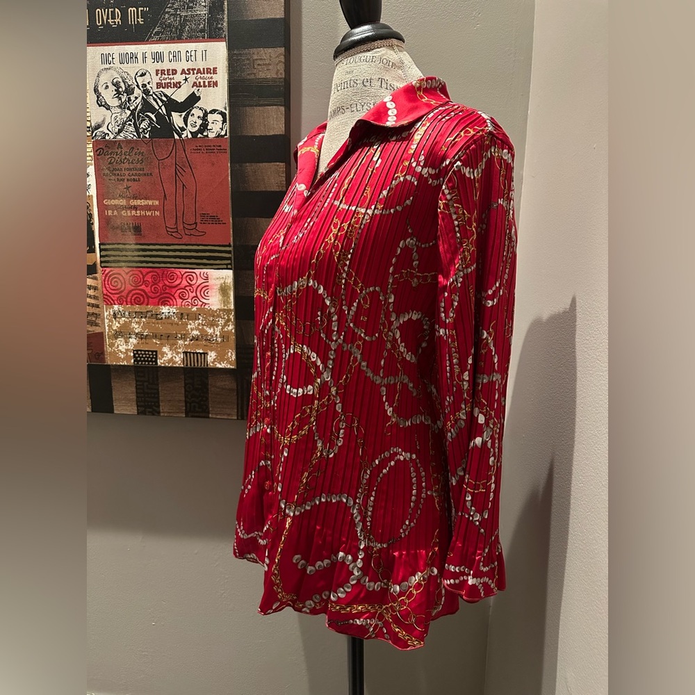 Jaclyn Smith Equestrian Pleated Blouse - STUNNING! - Picture 5 of 14